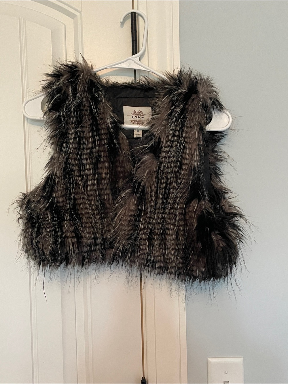 Esley Black Faux Fur Vest